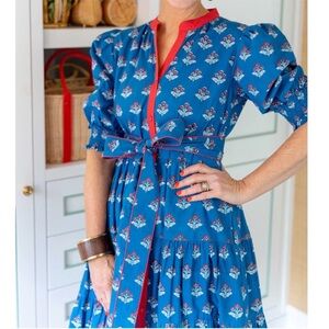 PRINTFRESH FLORAL COTTON SHORT SLEEVE BELTED POPOVER SHIRT DRESS MEDIUM